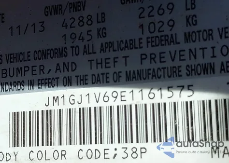 2014 Mazda Mazda6 I Touring from USA, damaged, VIN JM1GJ1V69E1161575